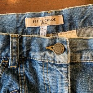 See By Chloe mini denim flare skirt